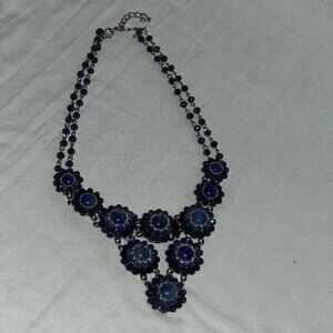 Charming Charlie Navy Blue Chunky Bib Statement Necklace